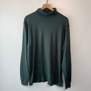 Croft & Barrow Women's Long Sleeve Cotton Turtleneck Top Dark Green Size Large